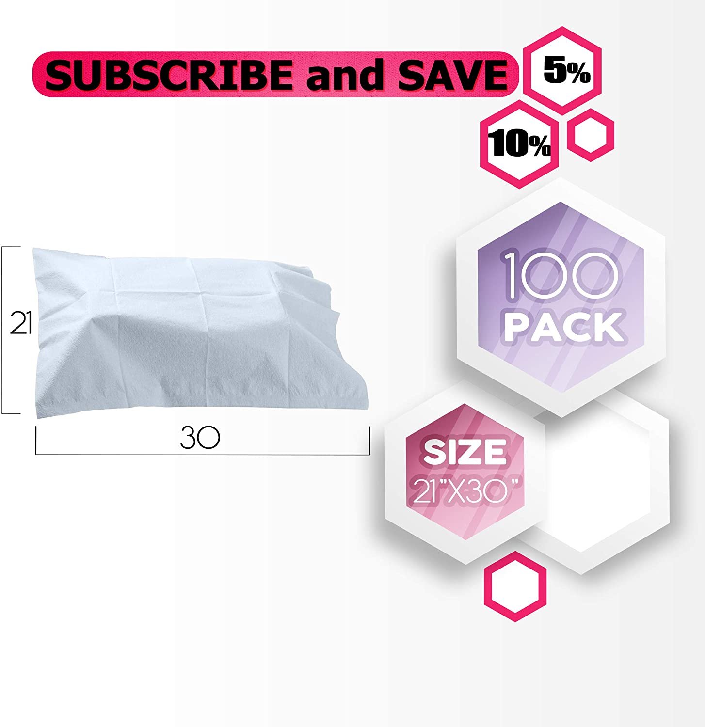 Disposable underpads, 21"x30", 100 pack.