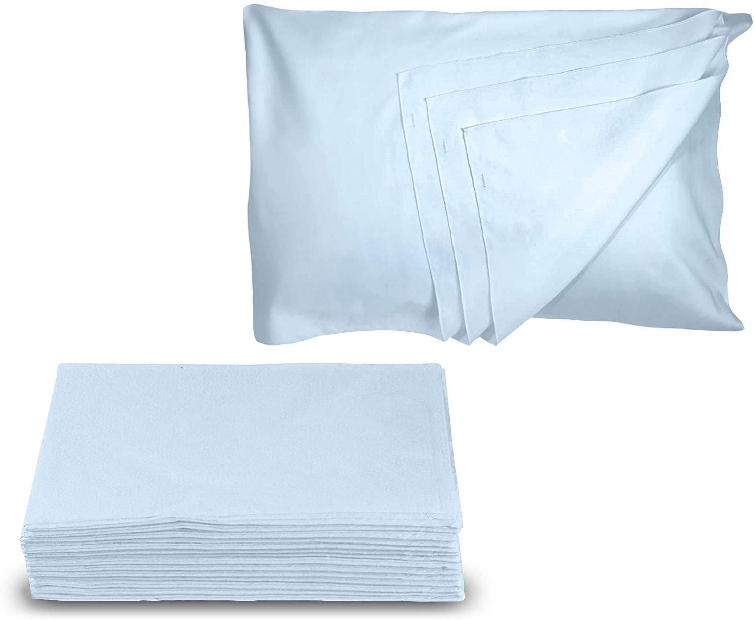 Stack of folded white sheets.