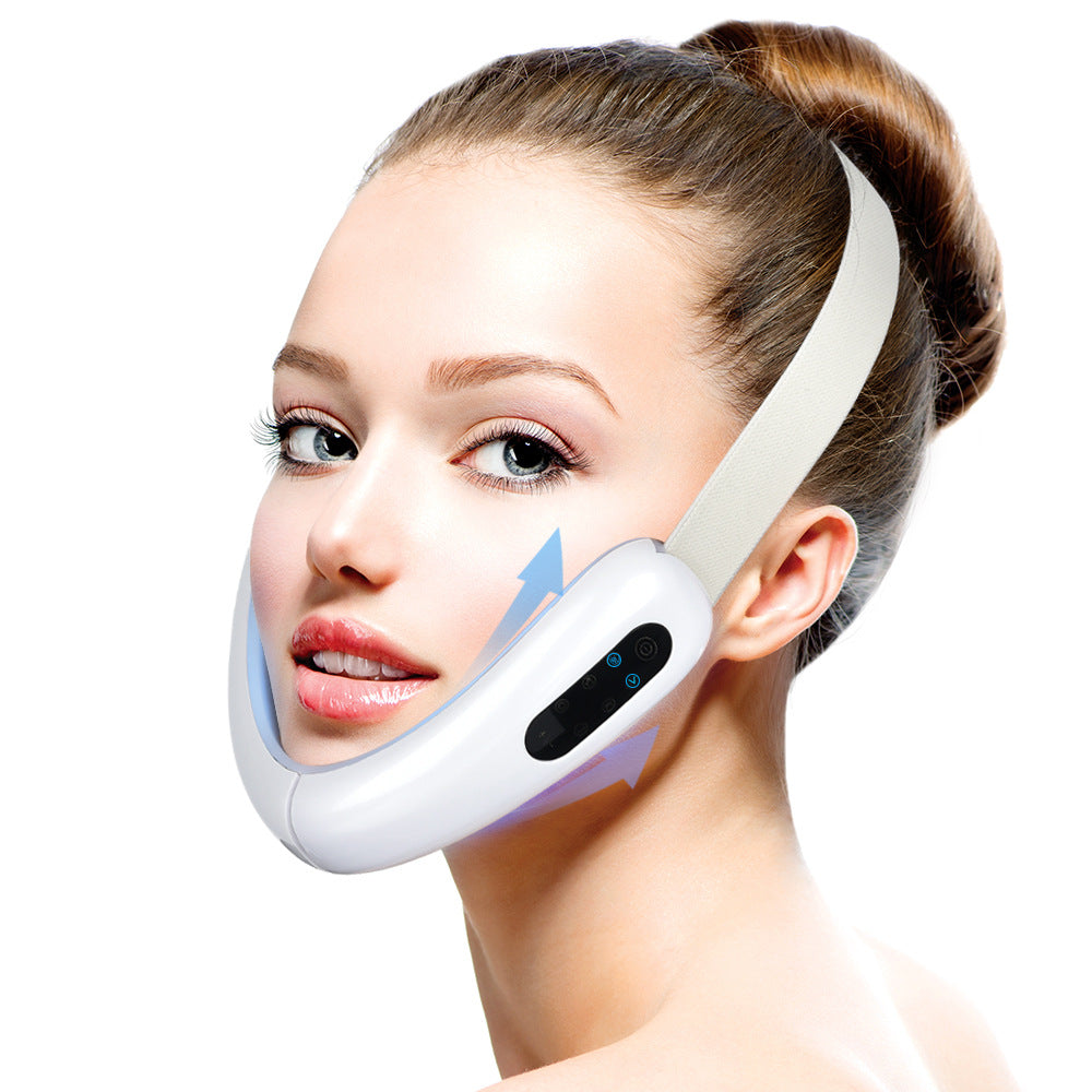 Micro-current IPL Facial Lifting Massager in white with adjustable angle and control buttons, designed for skin rejuvenation and lifting.