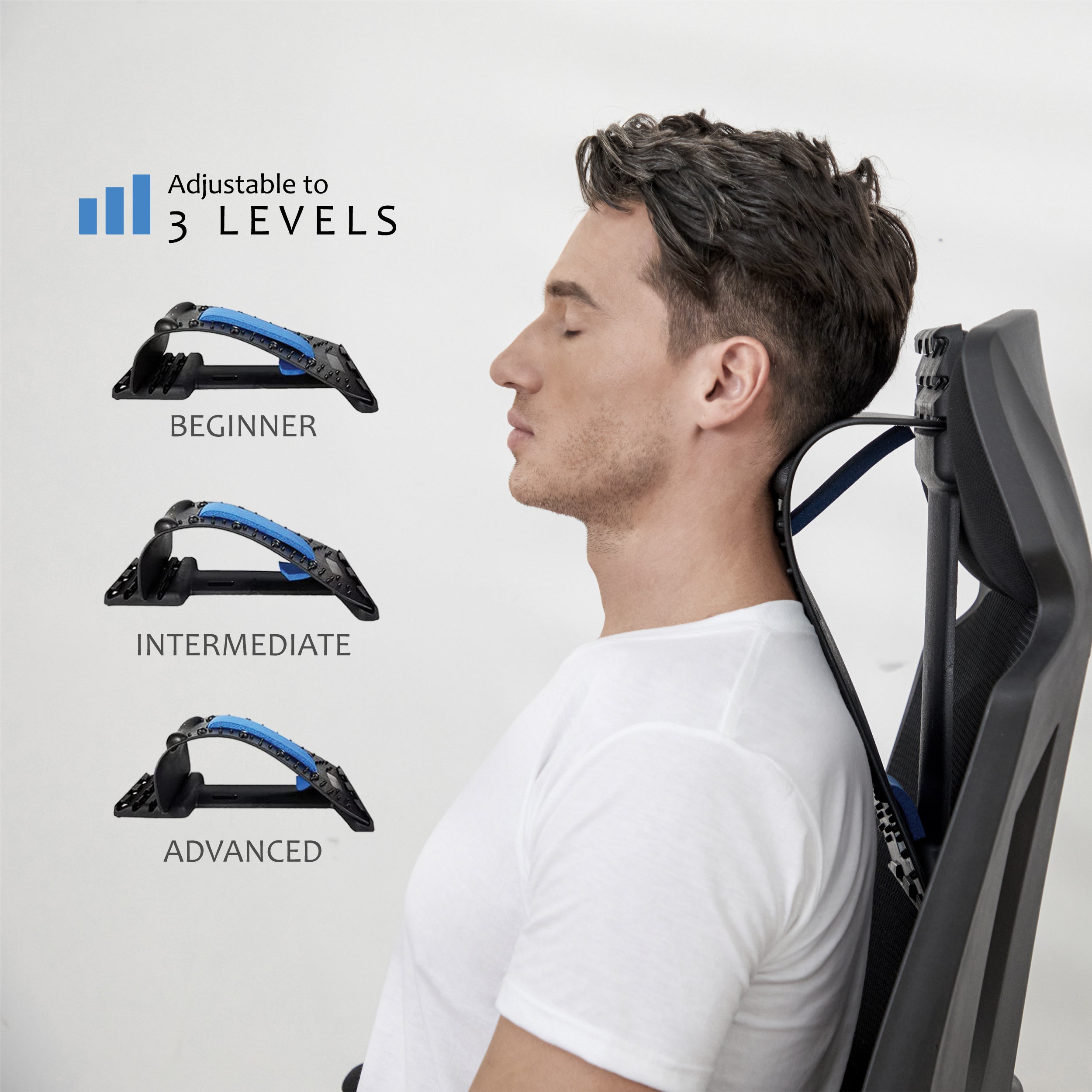 Multi Level Neck And Shoulder Stretching Device featuring an ergonomic design with soft foam cushioning, ideal for upper back and shoulder relief.