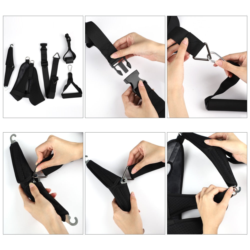 Neck Cervical Traction Belt Adjustable Back Head Massager, featuring sturdy loop buckles and breathable mesh fabric for comfort.