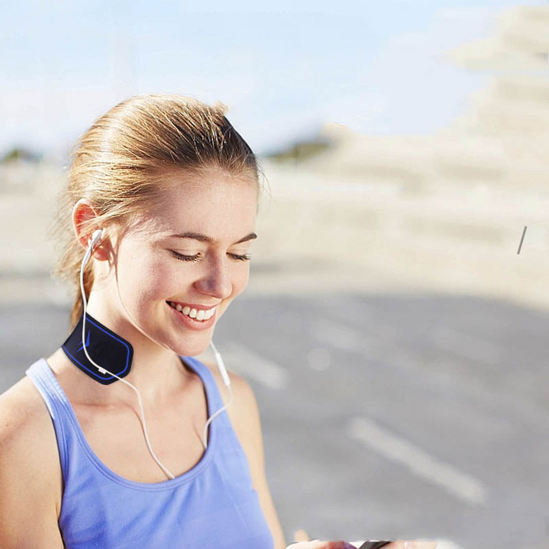 Portable neck massage stickers designed for deep tissue relief, featuring a compact design and USB charging capability.