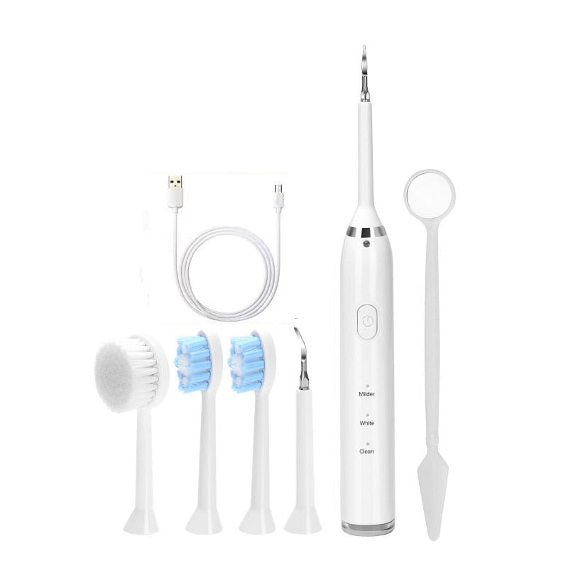 New Electric Teeth Cleaner Sonic Toothbrush with multiple heads and USB charging cable, designed for effective dental care.