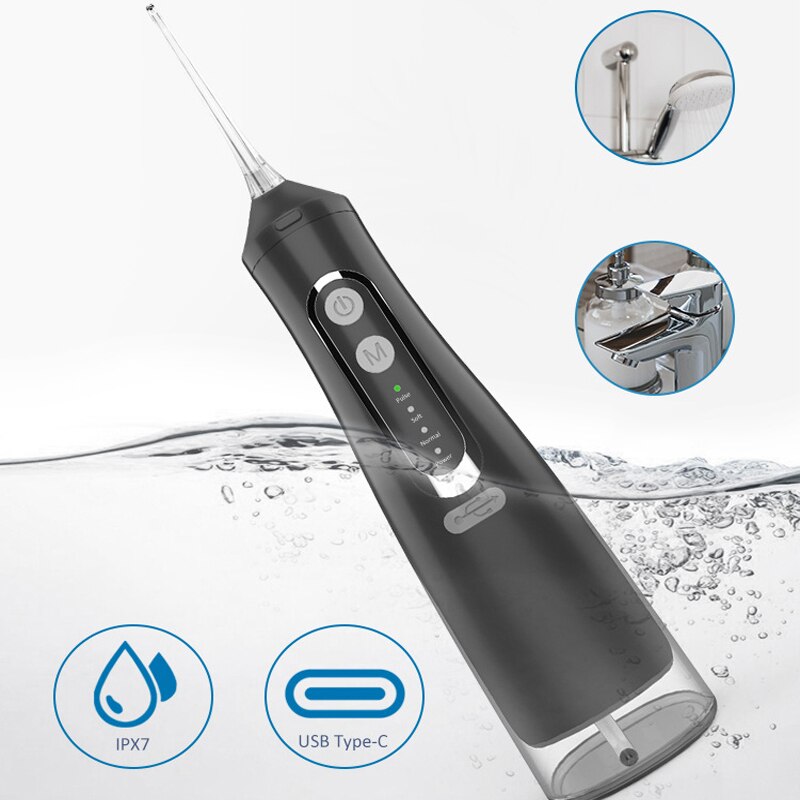 Newest Portable Oral Irrigator USB Charging Electric Water Flosser with multiple nozzles and USB charging cable, designed for effective dental care.