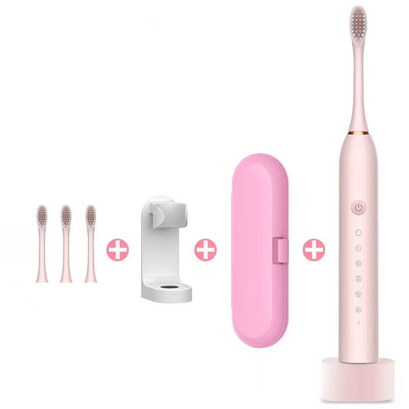 Newest Ultrasonic Electric Toothbrush with USB charger base, featuring 6 modes and waterproof design, ideal for adults and travel.