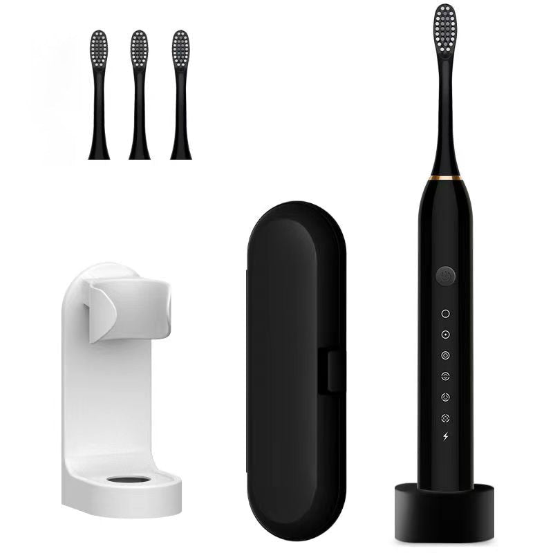 Newest Ultrasonic Electric Toothbrush with USB charger base, featuring 6 modes and waterproof design, ideal for adults and travel.