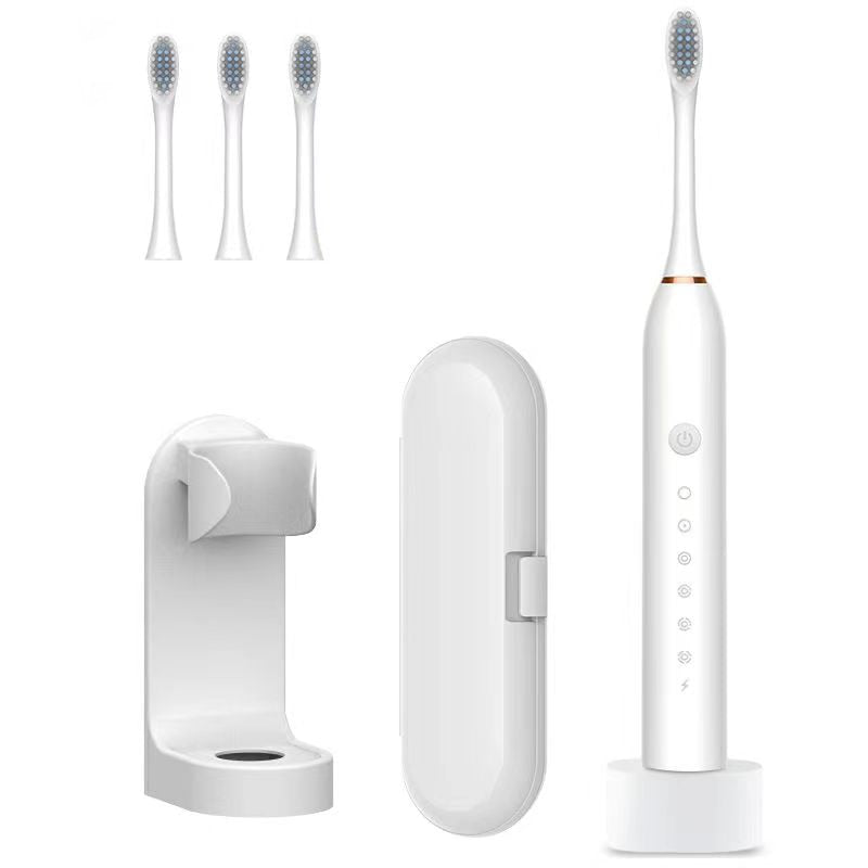 Newest Ultrasonic Electric Toothbrush with USB charger base, featuring multiple modes and waterproof design, ideal for effective teeth cleaning.