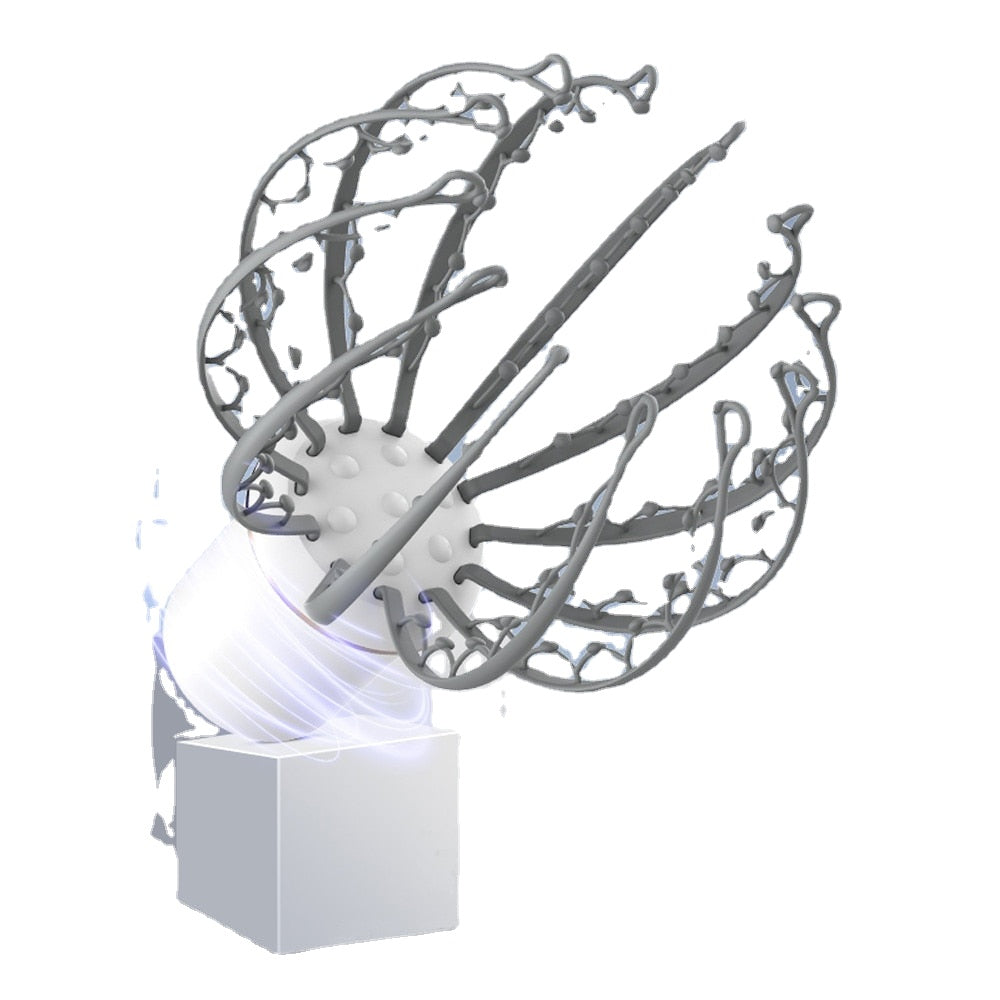 Octopus Electric Head Massager with 12 detachable claws and a sleek gray design, showcasing its ergonomic shape and user-friendly features.