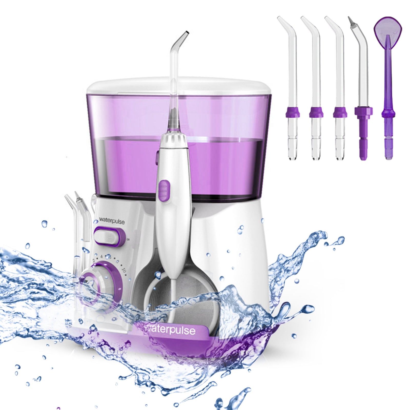 Oral Irrigator Teeth Water Flosser with 800ml reservoir, showcasing adjustable pressure settings and multifunctional nozzles.