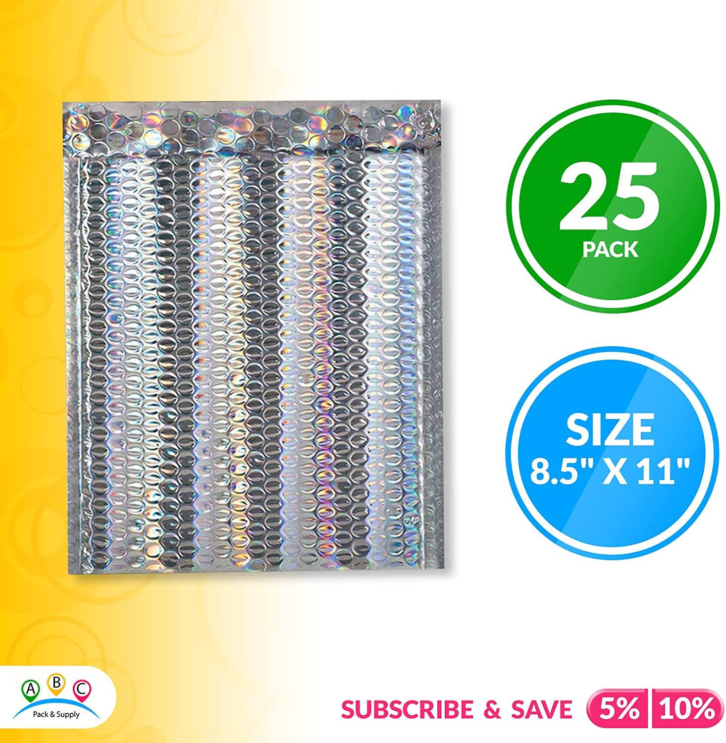 Holographic bubble mailer, 25-pack.