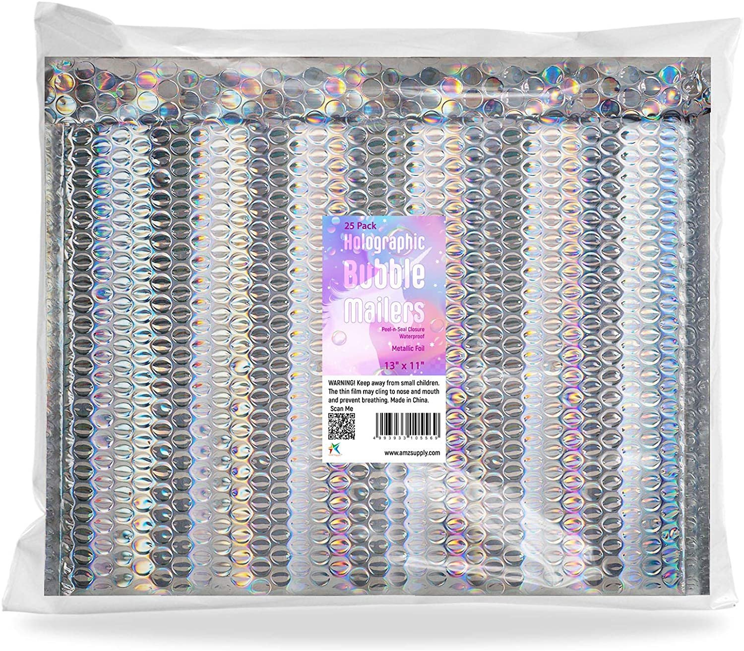 Holographic bubble mailers pack.