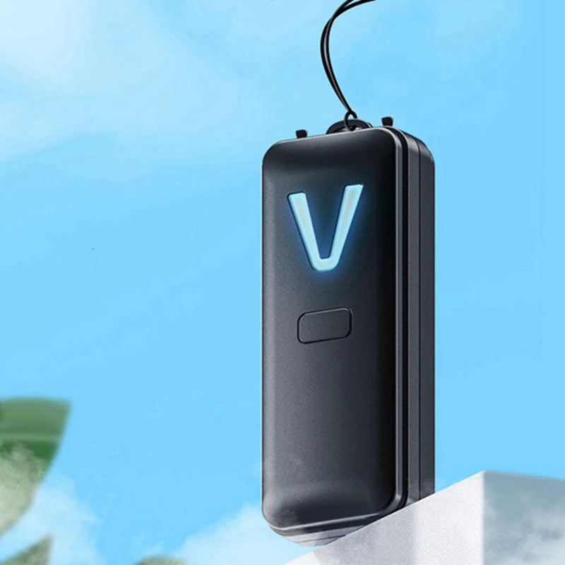 Personal Wearable Air Purifier Necklace in a stylish design, showcasing its compact size and portable features.