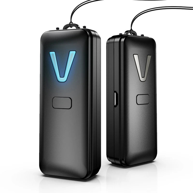 Personal Wearable Air Purifier Necklace in a stylish design, showcasing its compact size and portable features.