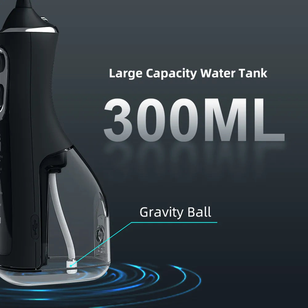 Portable Water Flosser with digital screen, 5 modes, and 360° rotating nozzle for effective dental care.