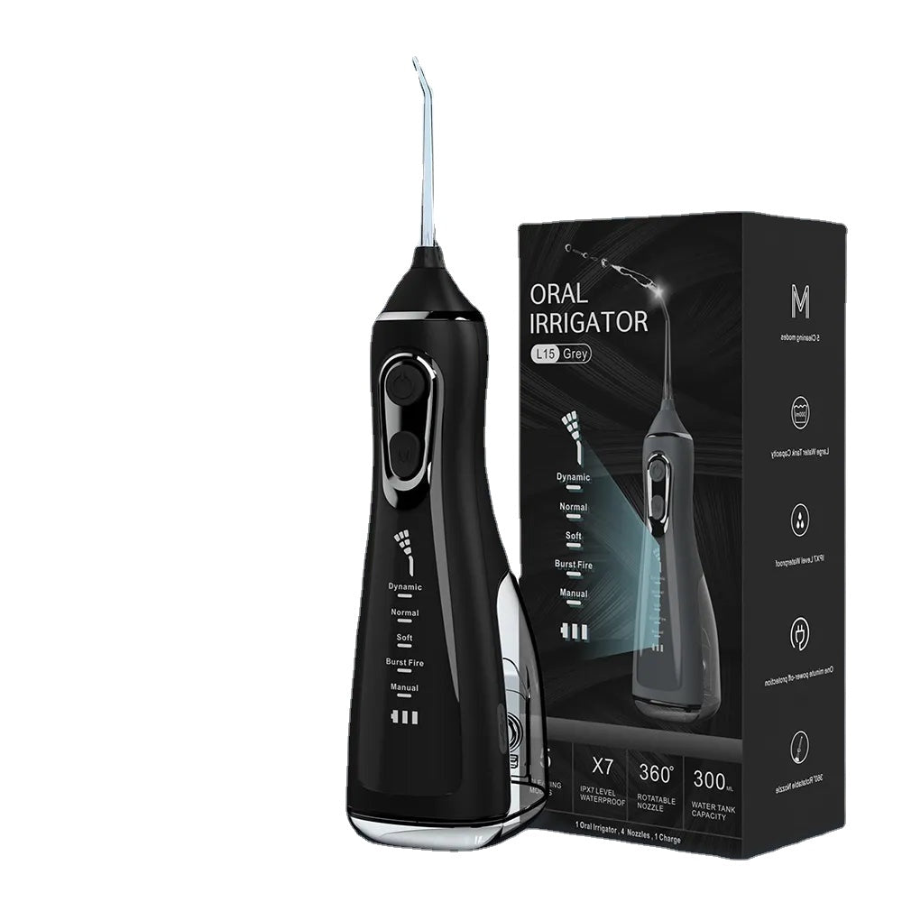 Portable Water Flosser with digital screen, 5 modes, and 360° rotating nozzle for effective dental care.