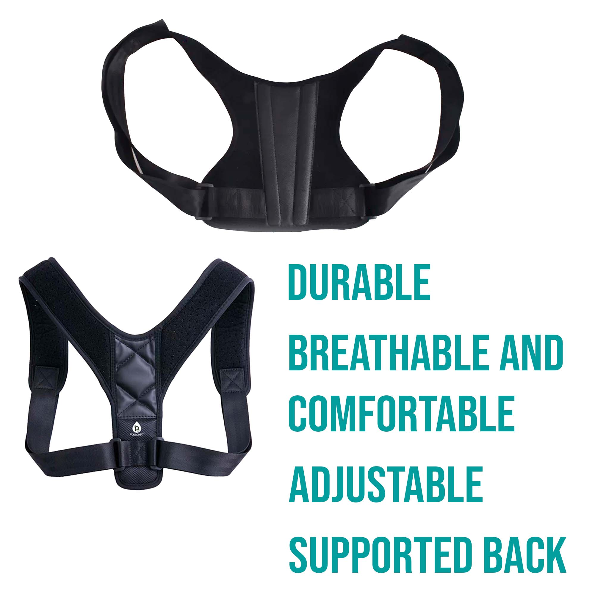Posture Corrector Duo featuring adjustable design for men and women, providing back support and promoting proper posture.