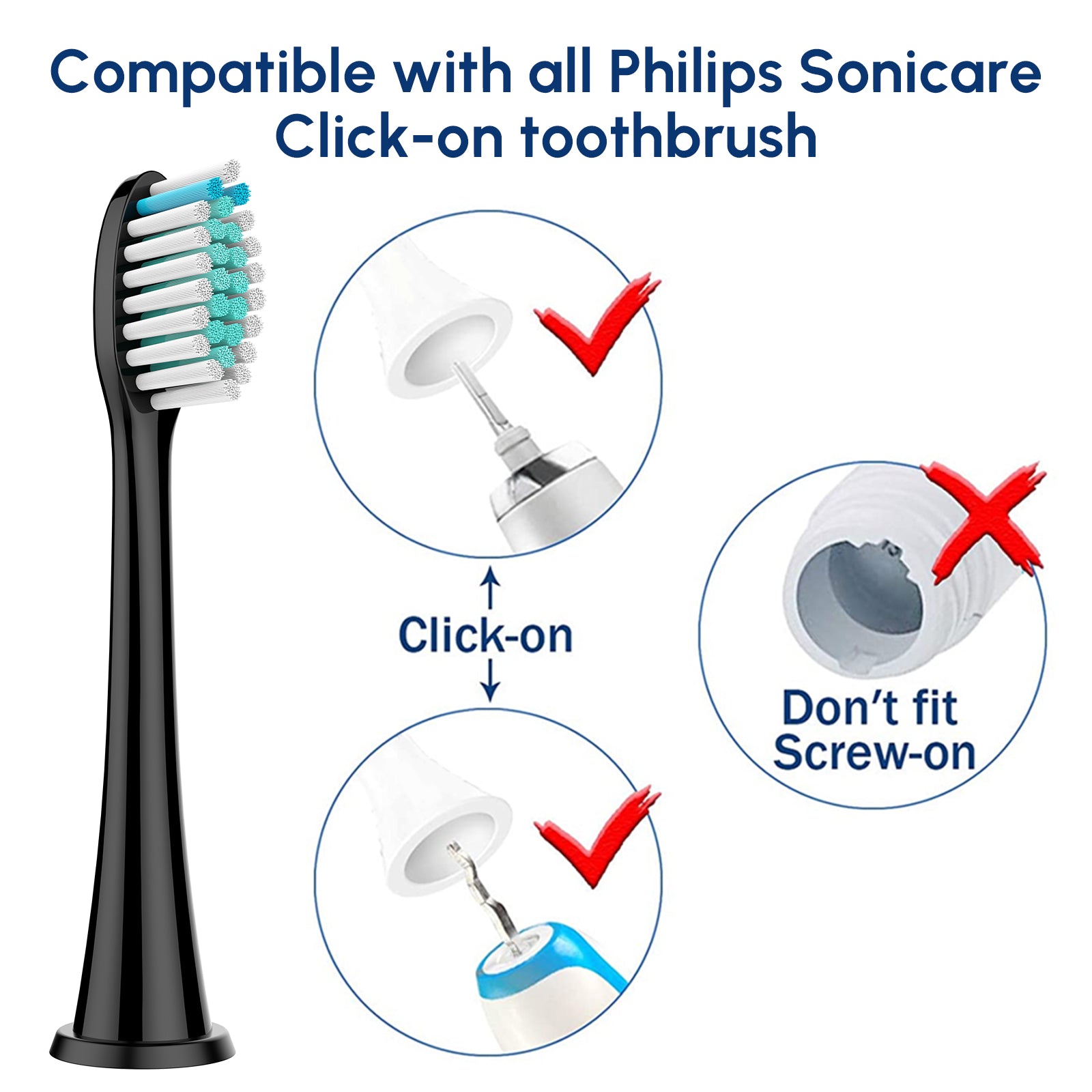 A set of replacement brush heads for Philips Sonicare toothbrushes, showcasing various sizes and bristle types for effective oral care.