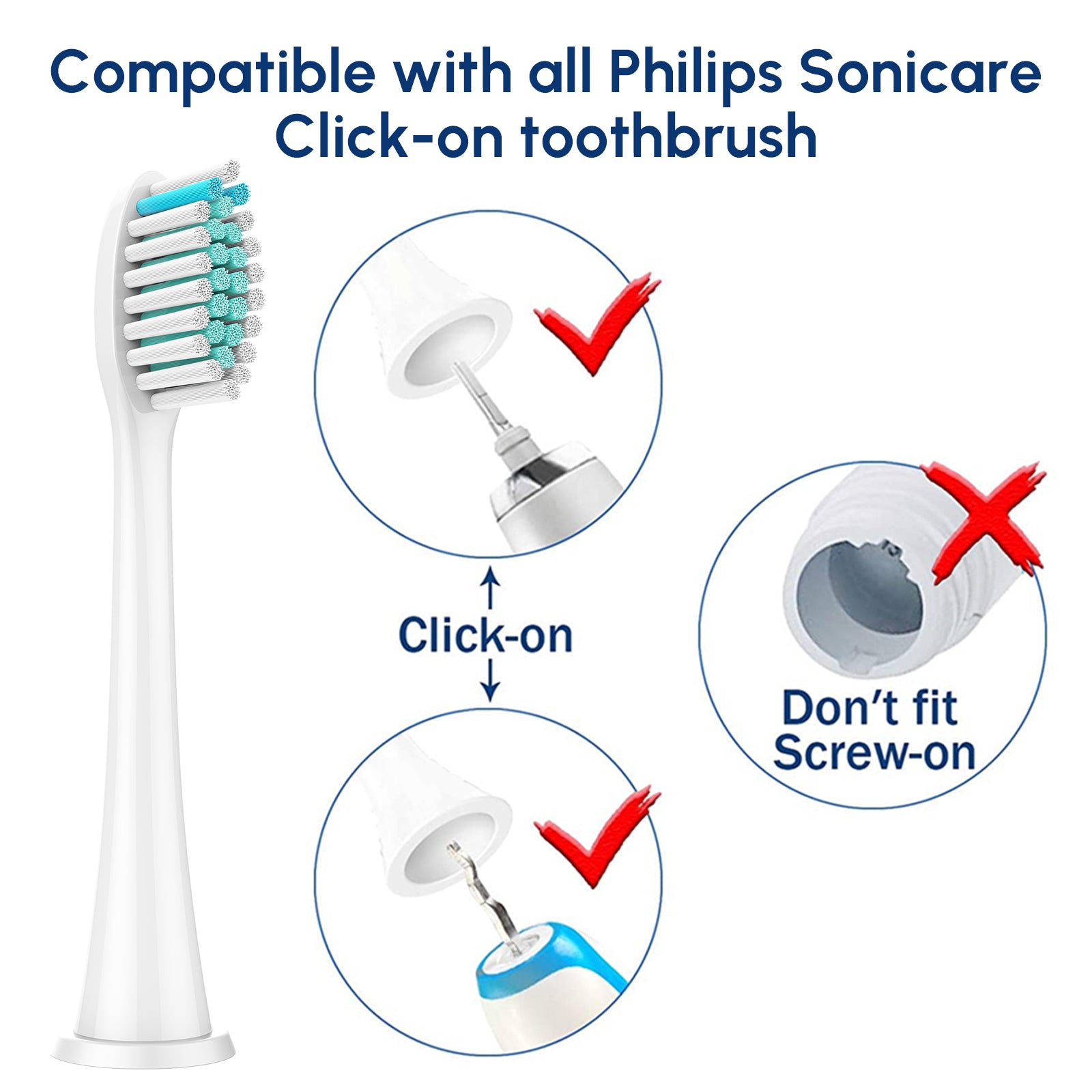 A set of replacement brush heads for Philips Sonicare toothbrushes, showcasing various sizes and bristle types for effective oral care.