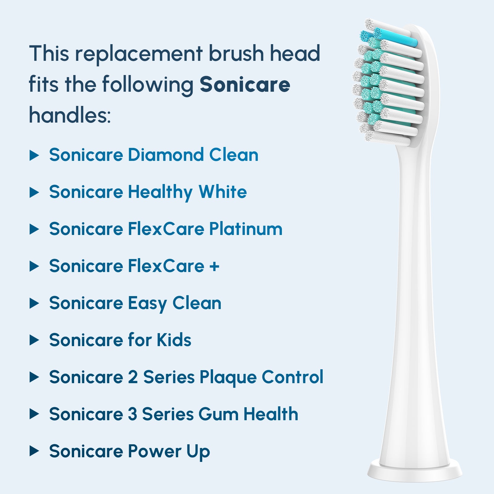 A set of replacement brush heads for Philips Sonicare toothbrushes, showcasing various sizes and bristle types for effective oral care.