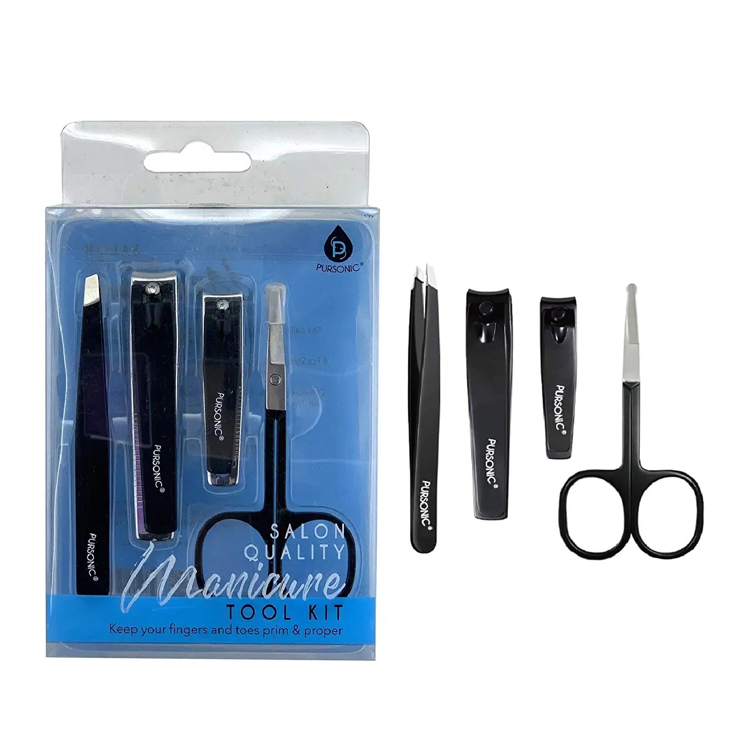 Salon Quality Manicure Tool Kit featuring nail clippers, tweezer, and nail scissor in a stylish ergonomic design.