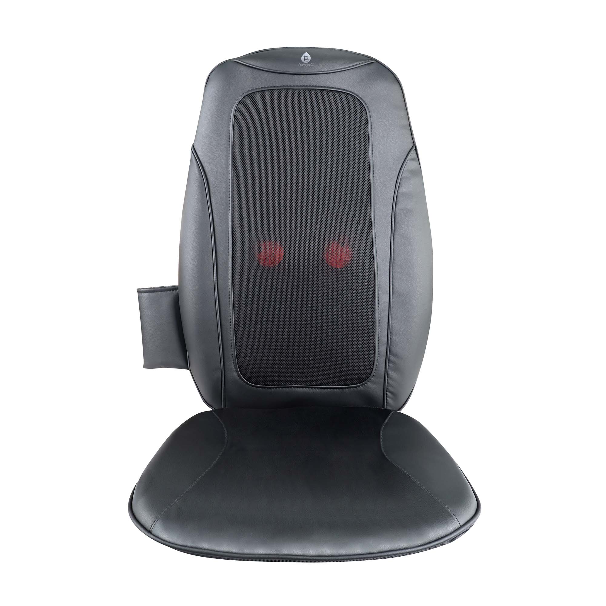 Shiatsu Chair Massager with Vibration, featuring ergonomic design and portable remote control for ultimate relaxation.