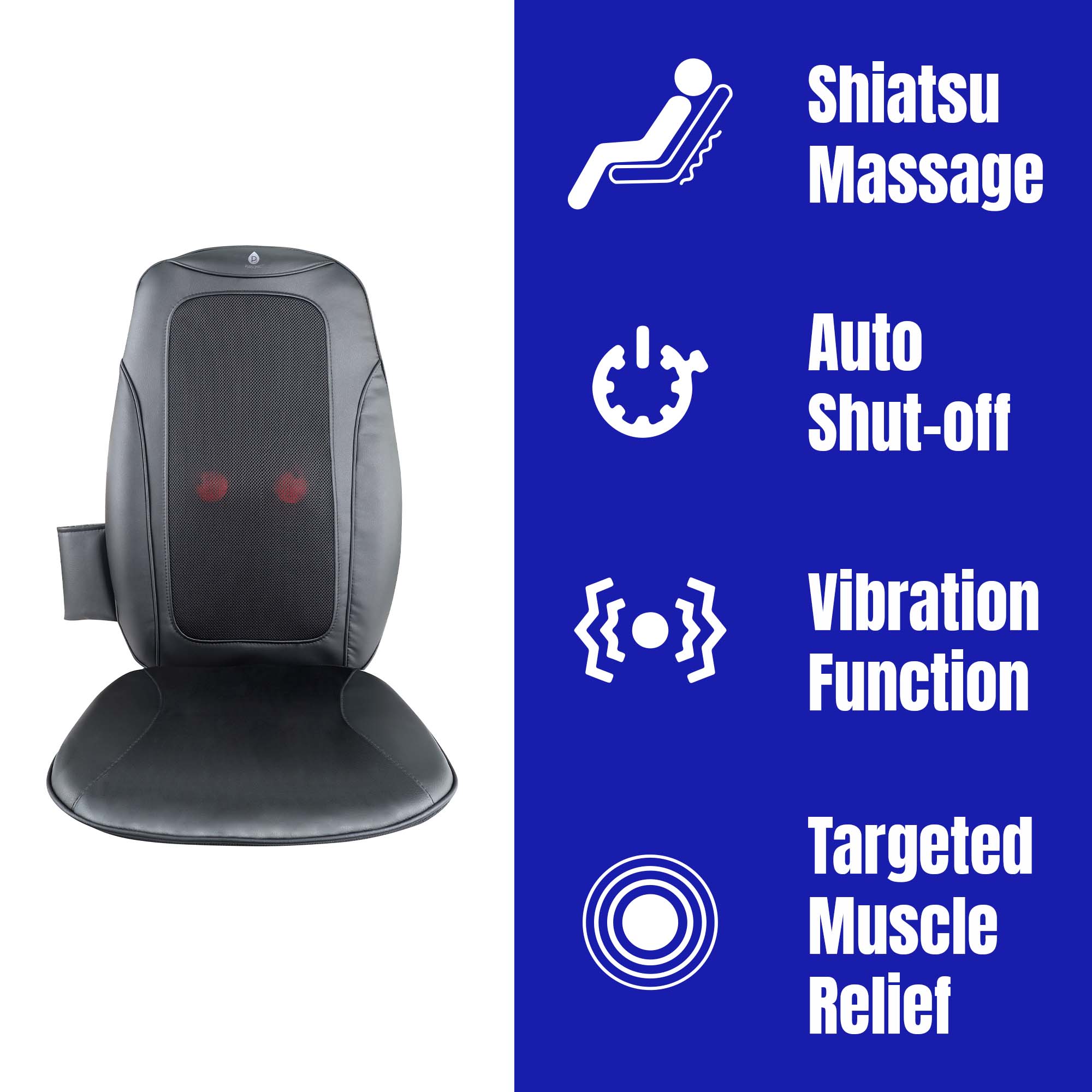 Shiatsu Chair Massager with Vibration, featuring ergonomic design and portable remote control for ultimate relaxation.