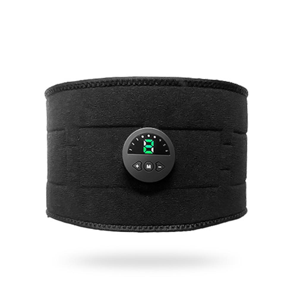 Smart EMS Fitness Vibration Belt designed for abdominal muscle training and fat burning, featuring a sleek design and USB charging capability.