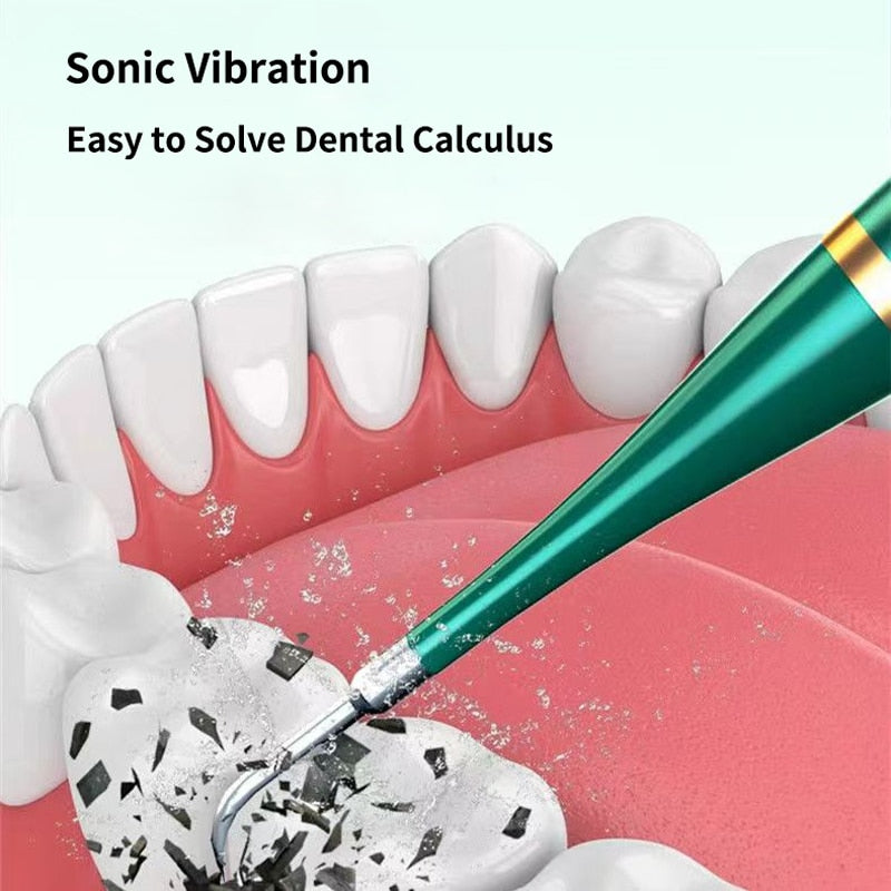 Smart Sonic Dental Scaler Electric Toothbrush with USB charging, featuring multiple heads and waterproof design.
