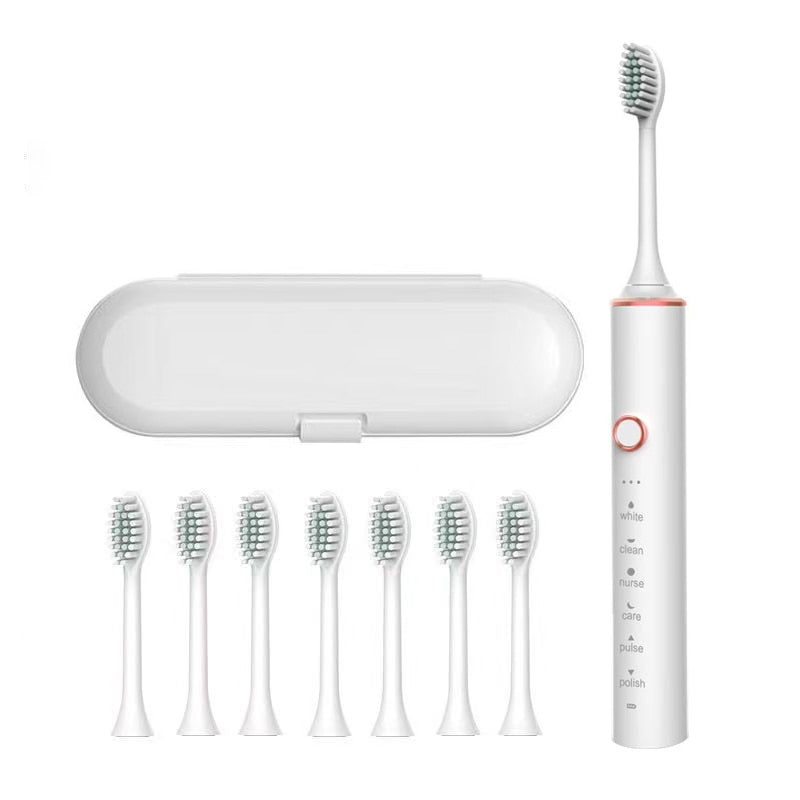 Smart Sonic Electric Toothbrush with USB charging, featuring multiple modes and DuPont toothbrush heads.