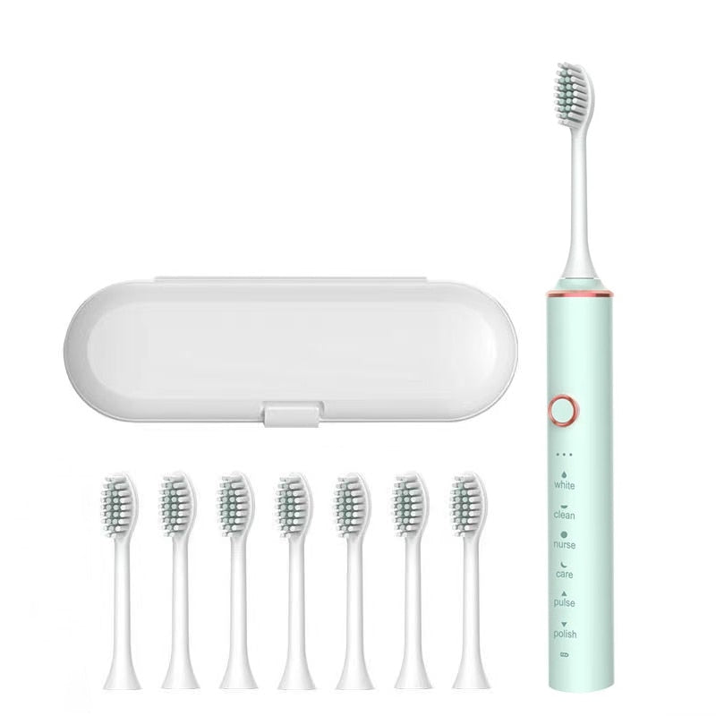 Smart Sonic Electric Toothbrush with USB charging, featuring multiple modes and DuPont toothbrush heads.