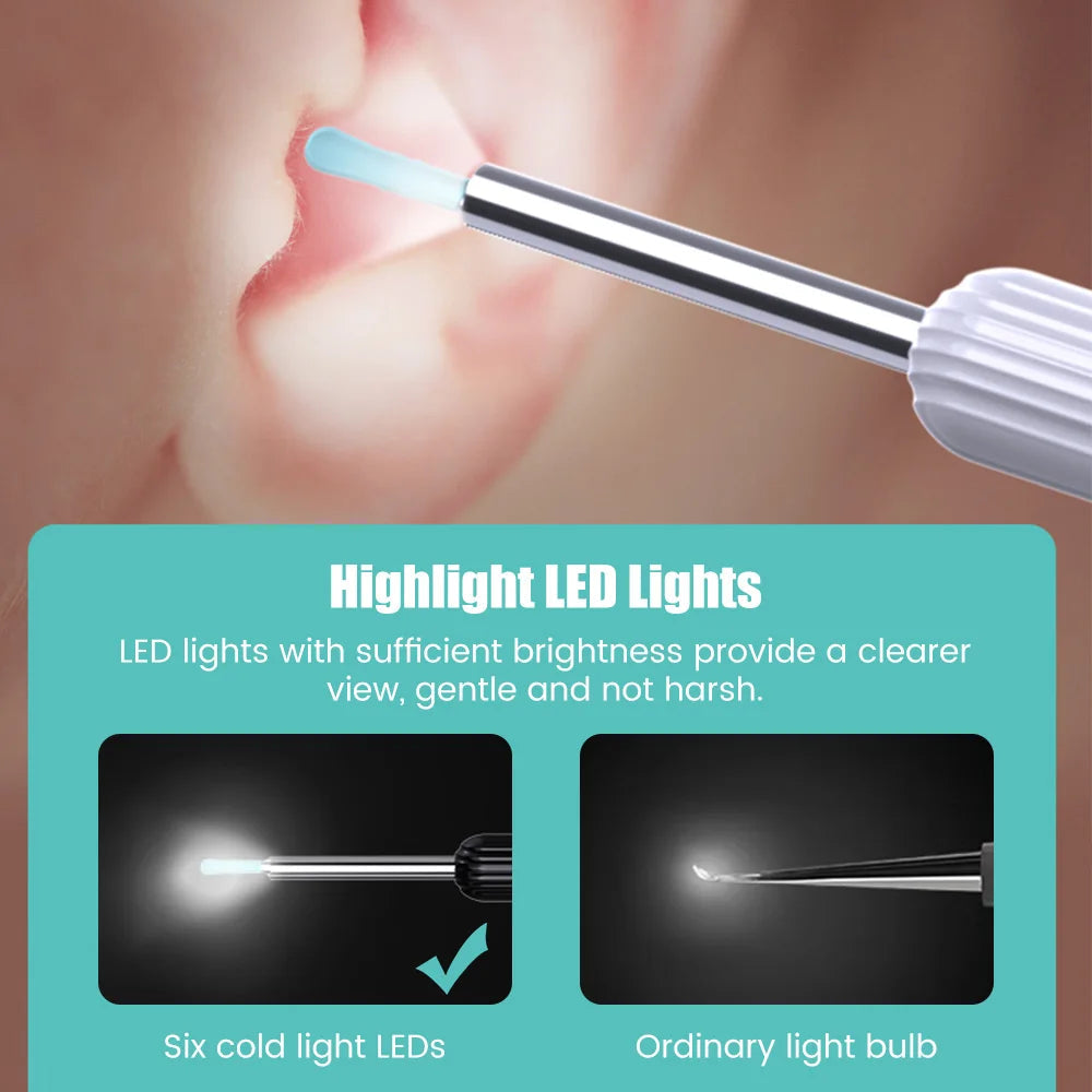 Smart Visual Earpick with HD endoscope, designed for safe ear wax removal, featuring a sleek and portable design.