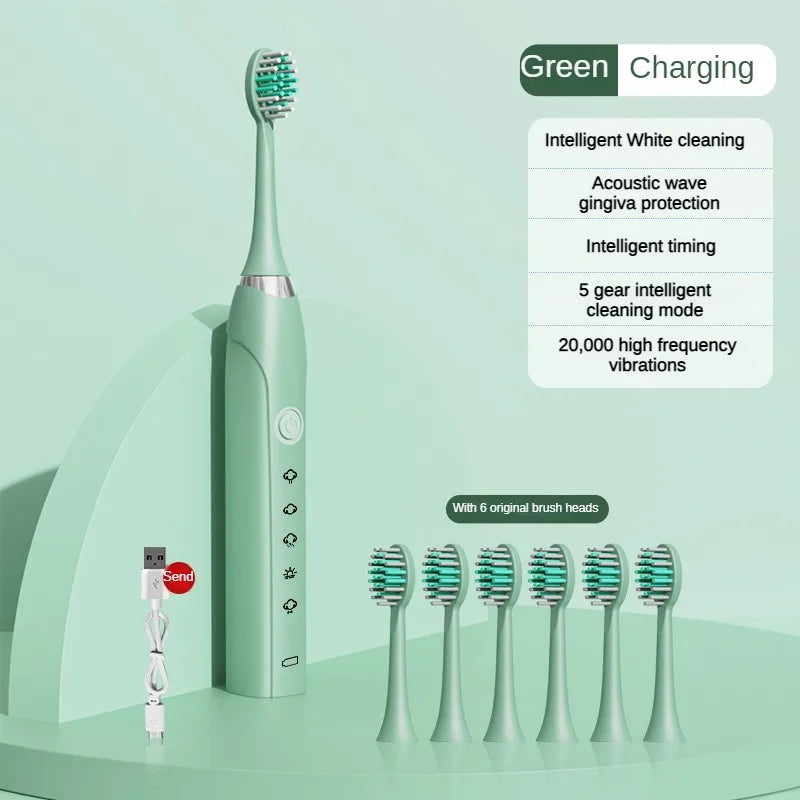 Sonic Electric Toothbrush with IPX7 waterproof design and DuPont soft bristles, showcasing its sleek and modern appearance.