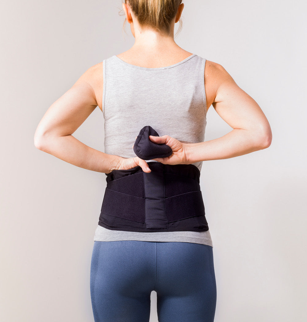Stabilize Lumbar Back Belt with thermo-pillow for lower back support and pain relief.