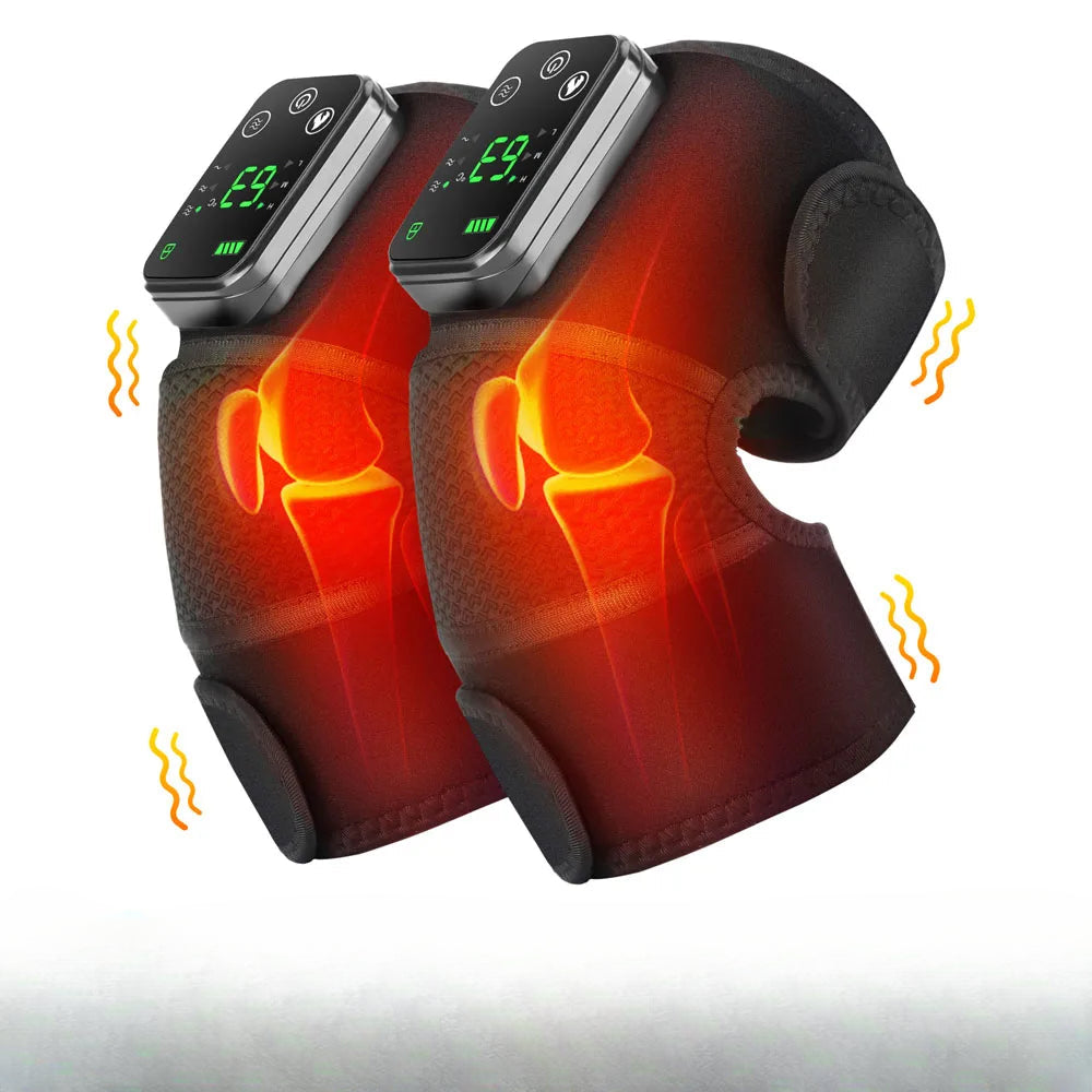 Thermal Knee Massager showcasing its sleek design and digital display controller, ideal for heating and massage therapy for shoulders, knees, and elbows.