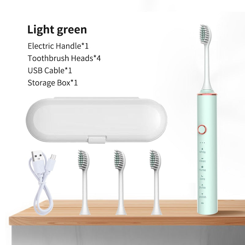 Ultrasonic Electric Toothbrush with USB charging, featuring multiple modes and waterproof design, ideal for adults seeking effective oral hygiene.