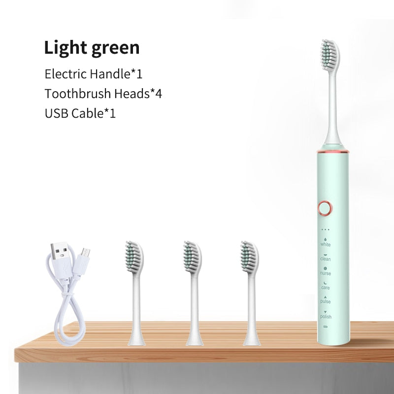 Ultrasonic Electric Toothbrush with USB charging, featuring multiple modes and waterproof design, ideal for adults seeking effective oral hygiene.