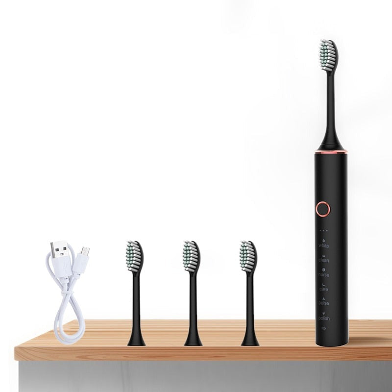 Ultrasonic Electric Toothbrush with USB charging, featuring multiple modes and waterproof design, ideal for adults seeking effective oral hygiene.
