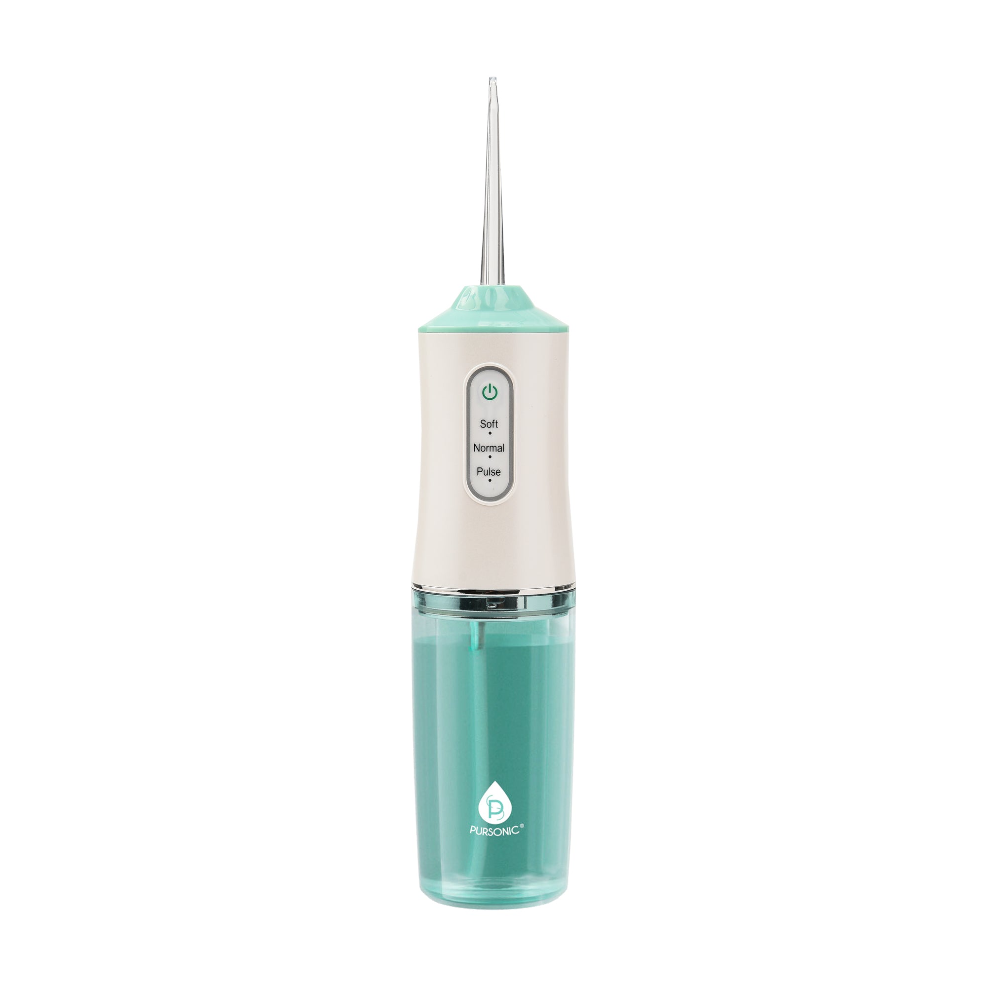 USB Rechargeable Water Flosser with ergonomic handle and rotating nozzle for effective plaque removal.