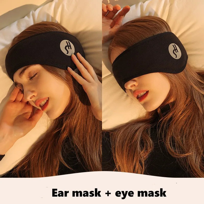 A pair of winter warm ear muffs for women, featuring a soft fabric design that combines an eye mask and ear cover for ultimate comfort and warmth.