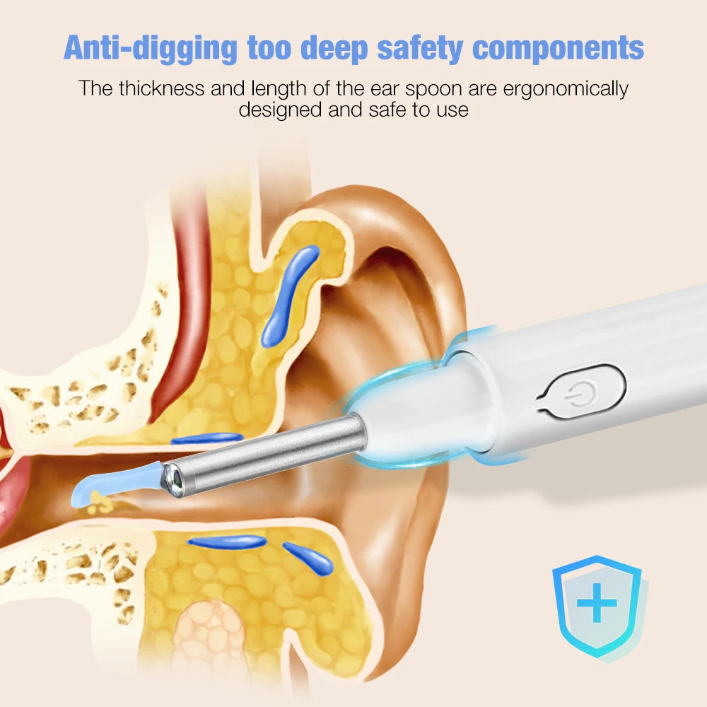 Wireless Smart Visual Ear Pick with 3.5mm lens, designed for safe ear cleaning and inspection.