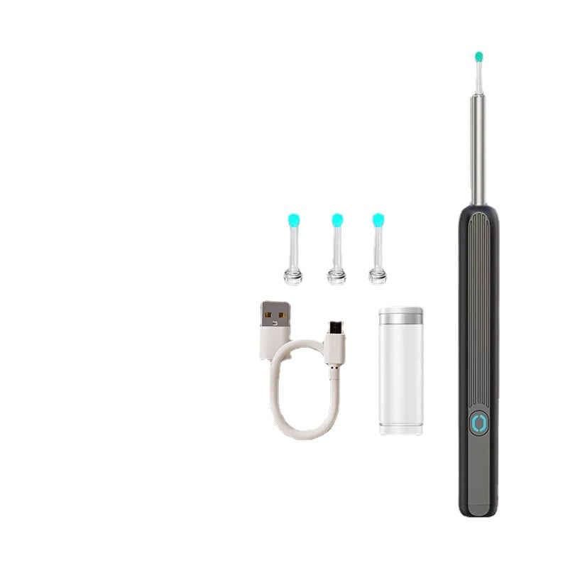 Wireless WiFi Ear Pick Otoscope Camera with luminous display for ear wax removal and inspection.