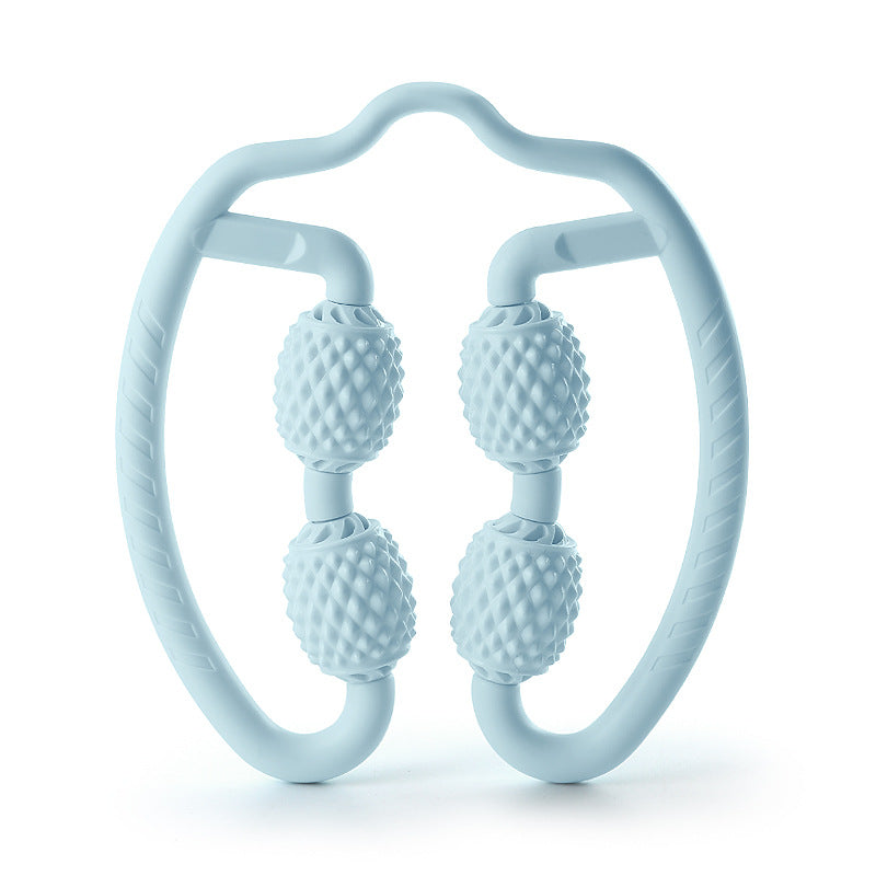 Yoga Massage Circular Clip Small Leg Massager in pink, blue, and purple colors, designed for effective leg massage and relaxation.