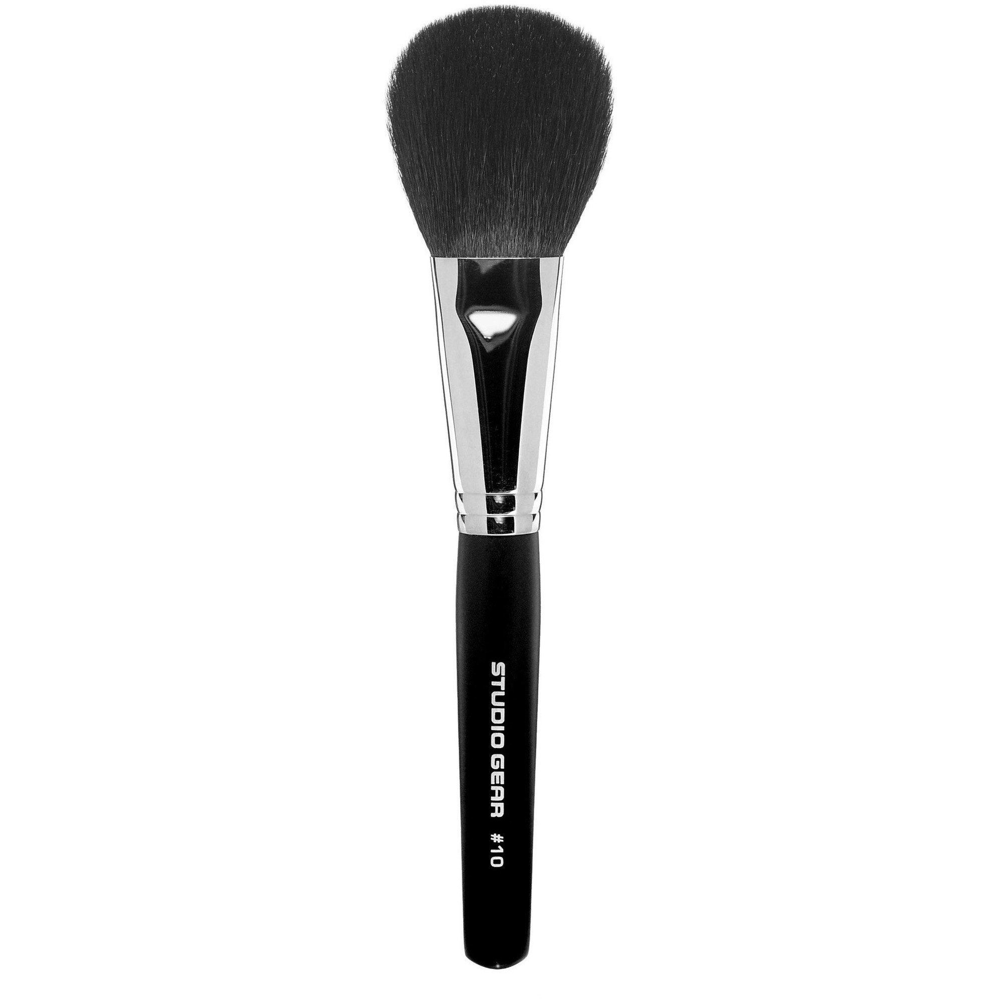 Studio Gear Cosmetics #10 Large Powder Brush with soft goat hair bristles, ideal for natural makeup application.