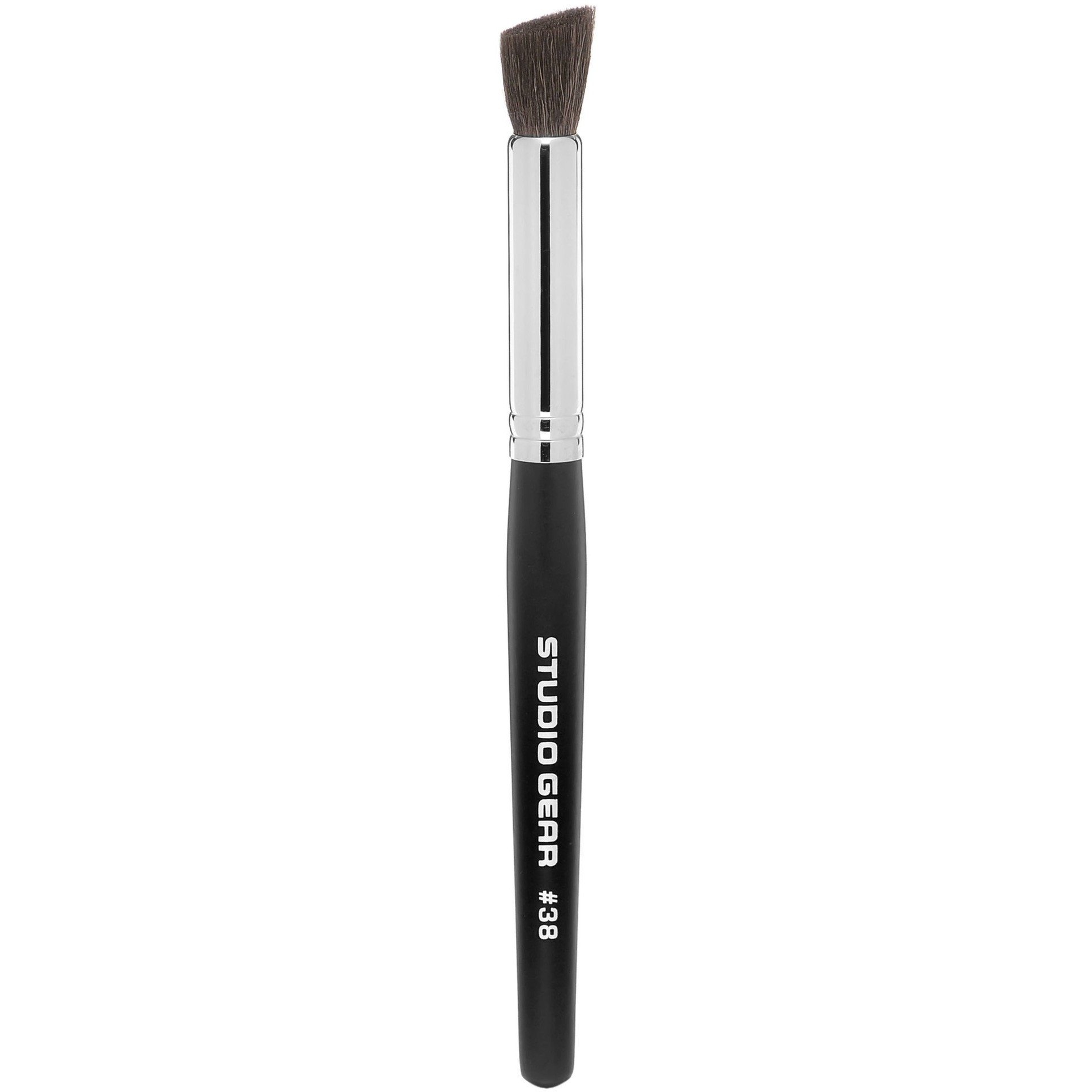 Studio Gear Cosmetics #38 Blending/Contour Brush with soft goat hair bristles and chiseled design for precise makeup application.
