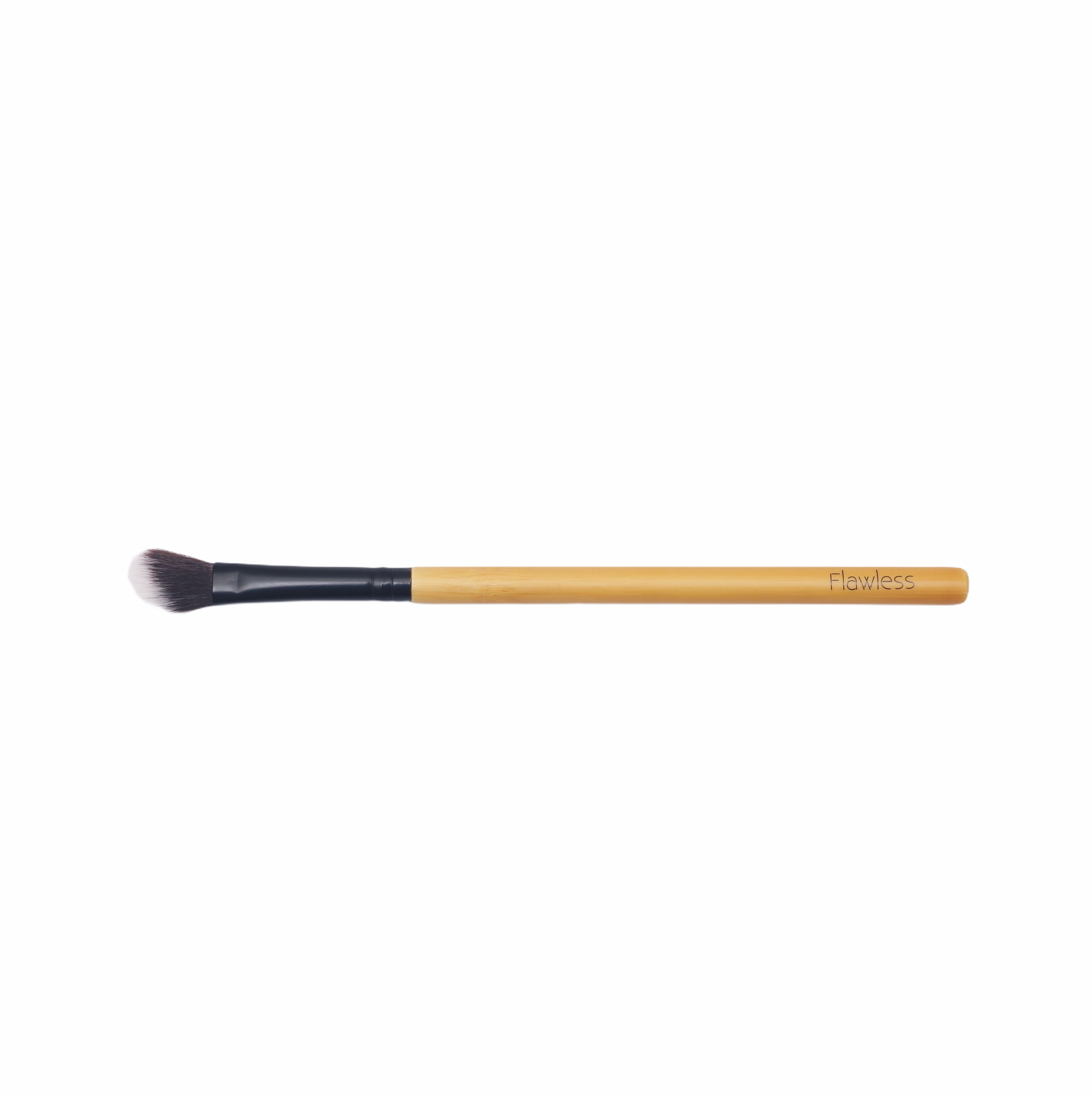 Angled Blending Bamboo Makeup Brush with soft synthetic bristles and durable bamboo handle, ideal for contouring and blending makeup.