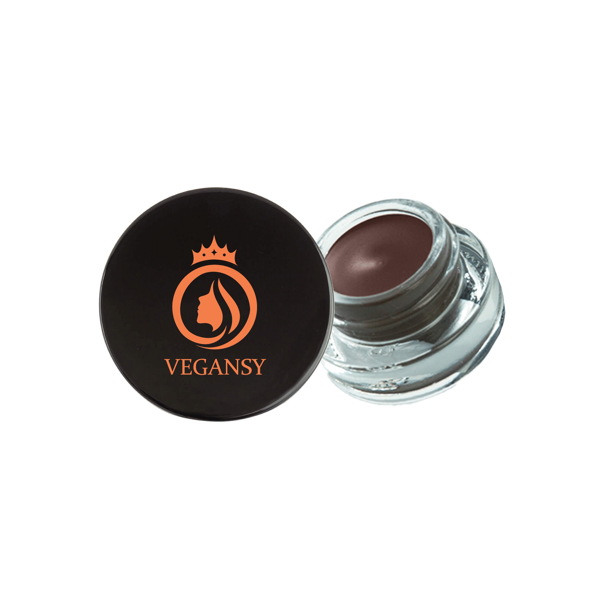 Brown gel eyeliner with precision tip for easy application, showcasing its creamy texture and sleek packaging.