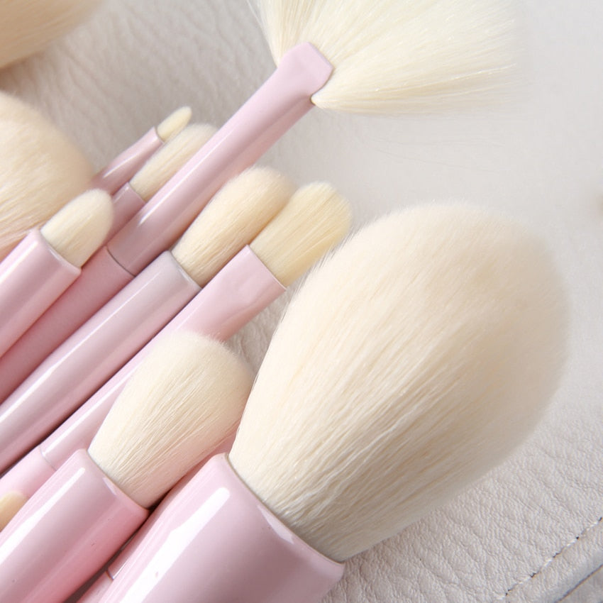 Gradient Color Pro 14pcs Makeup Brushes Set featuring various brush types with colorful gradient handles, ideal for professional makeup application.