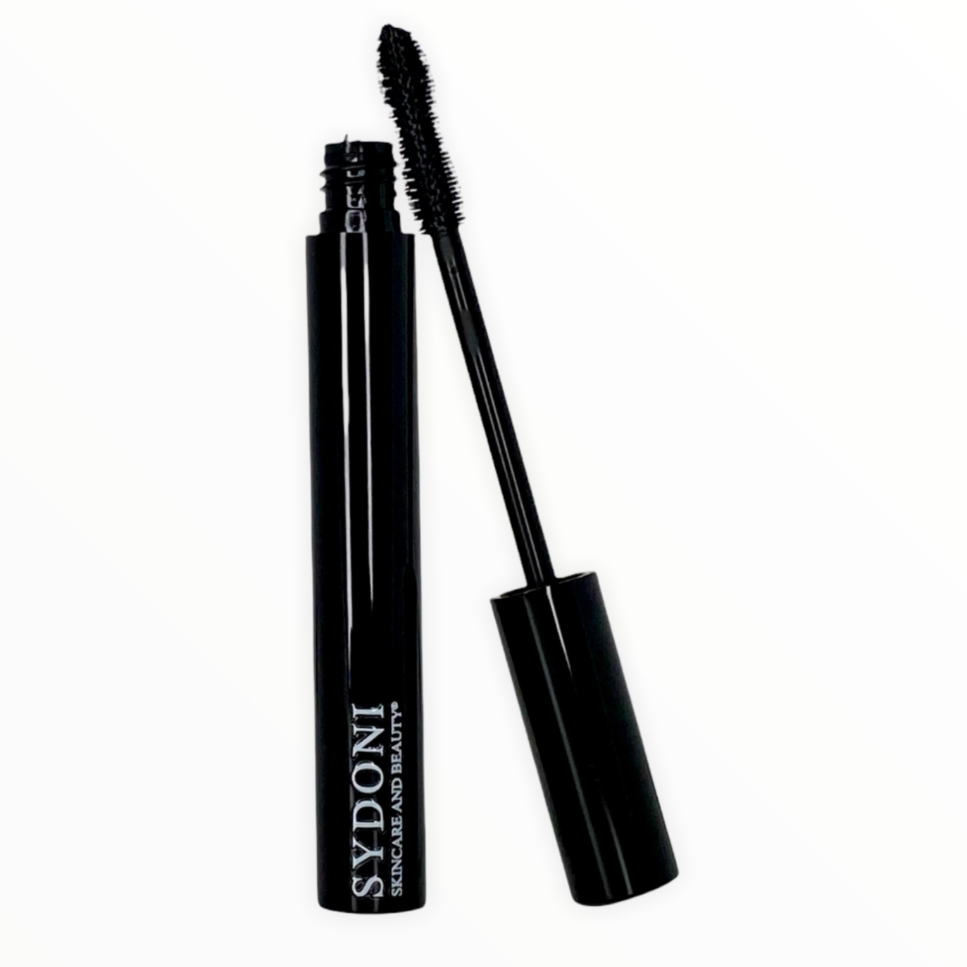 Lash Excellence Mascara in a sleek tube with a silicone brush, designed for lash extensions.