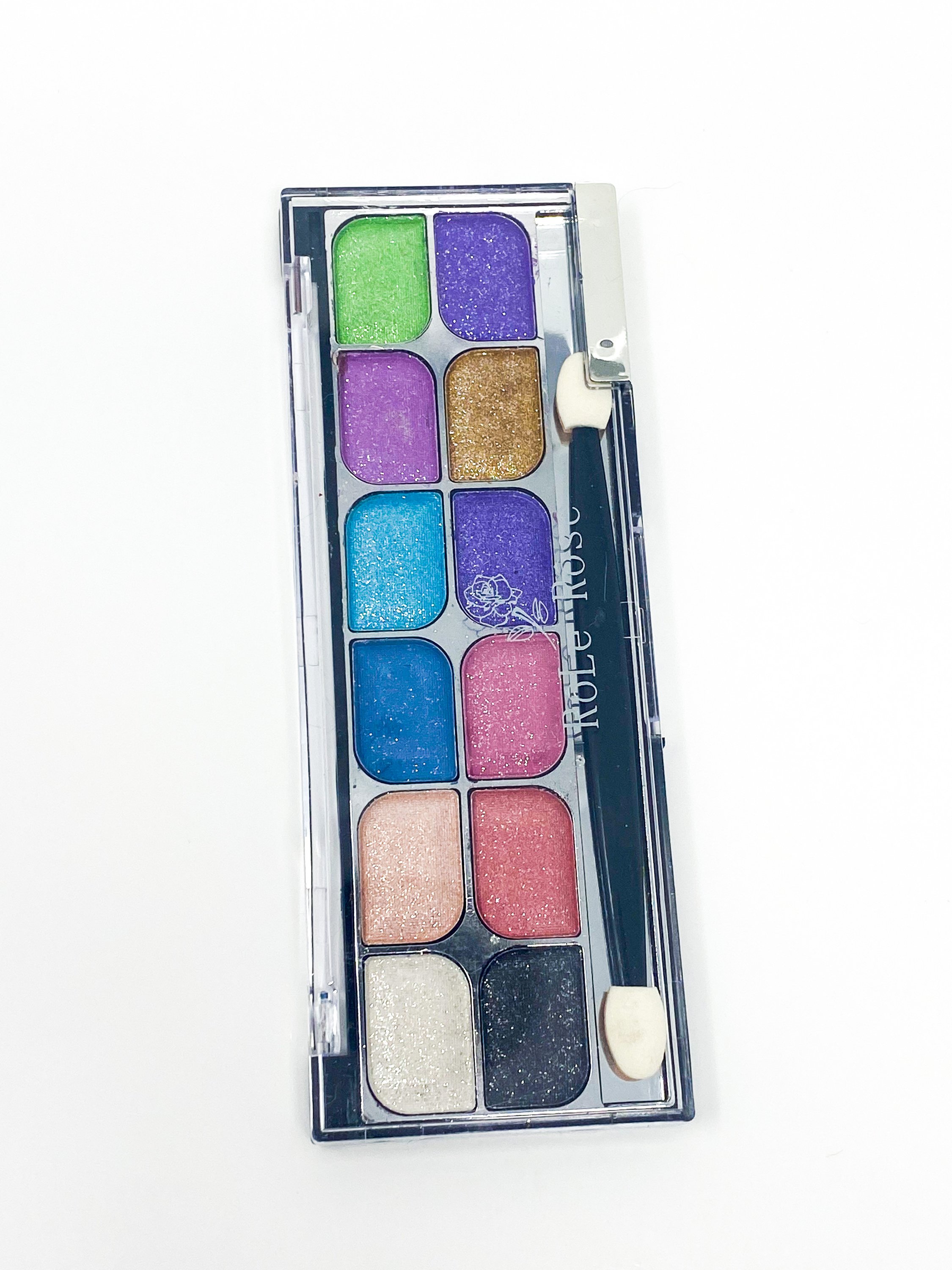 A vibrant 12 Rich Pigment Eye Shadow Palette featuring a variety of shimmering colors for versatile makeup looks.
