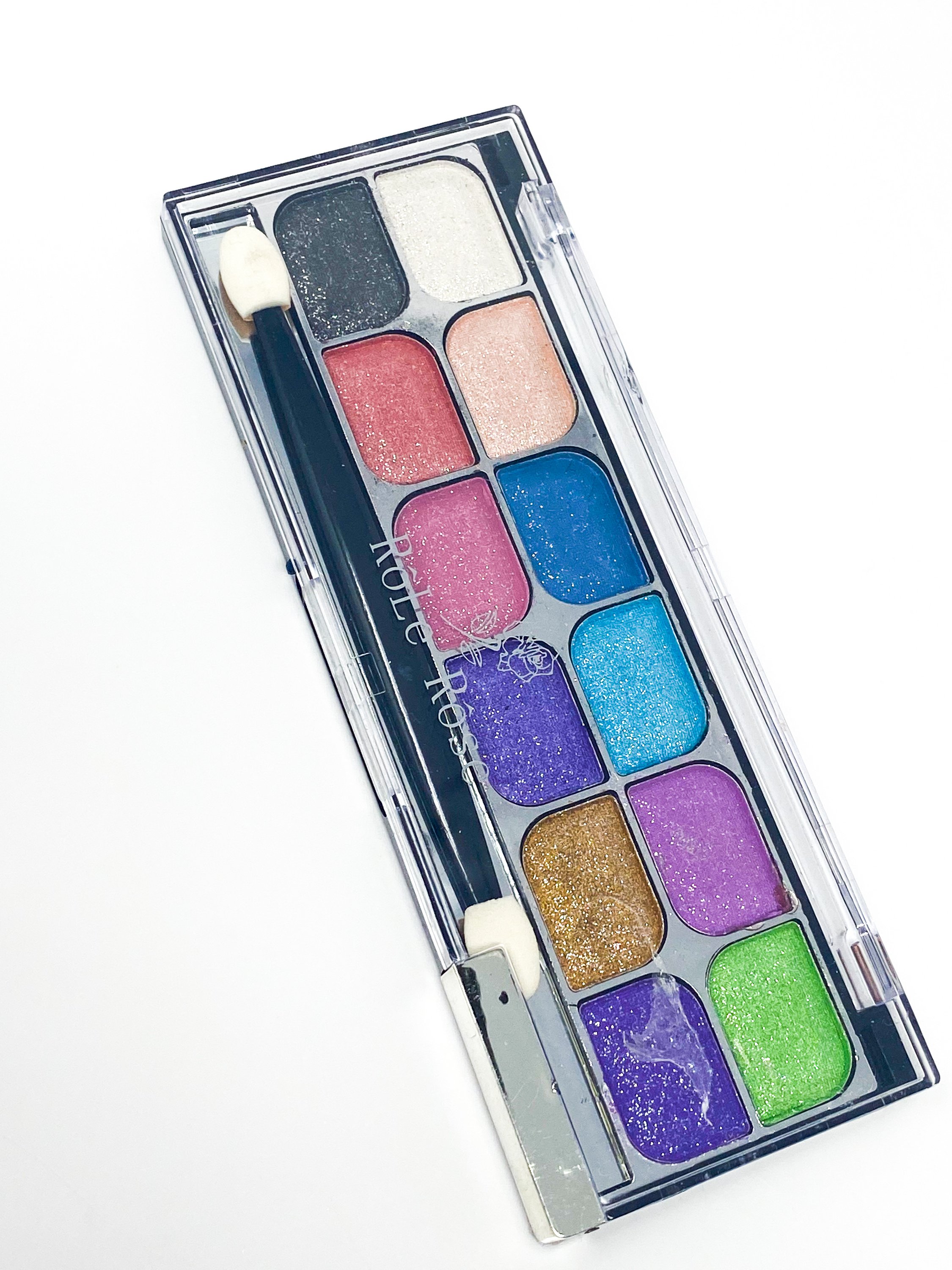 A vibrant 12 Rich Pigment Eye Shadow Palette featuring a variety of shimmering colors for versatile makeup looks.